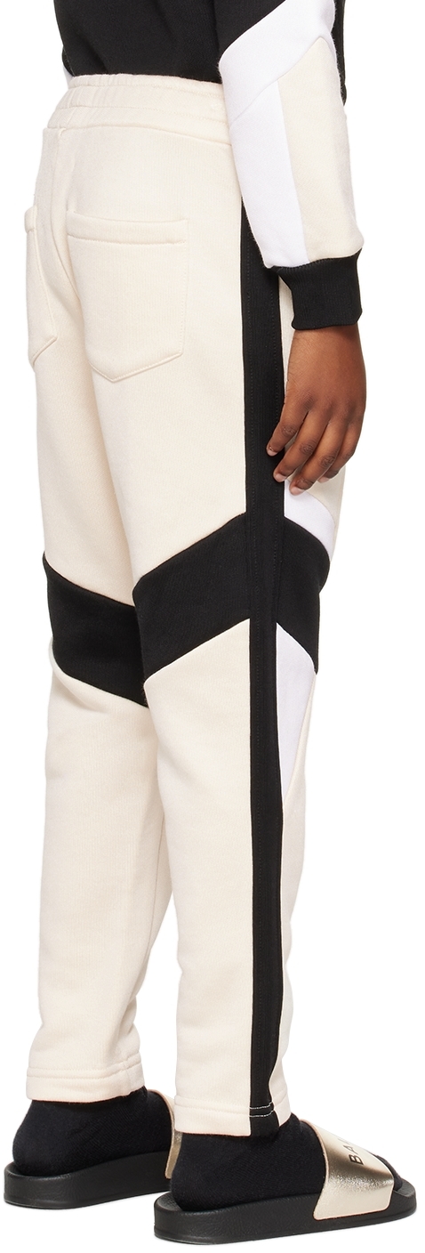 Balmain Kids Off-white Paneled Lounge Pants In 109 Off White