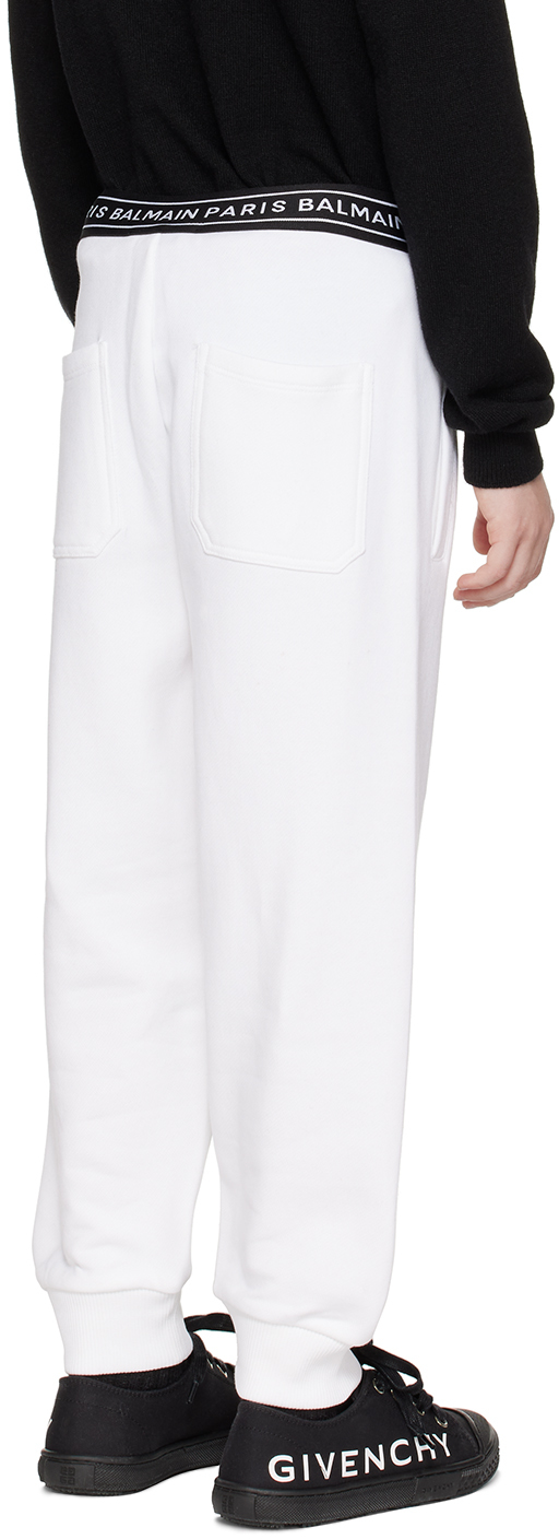 Balmain Ribbed Cuff Track Pants In 100 White