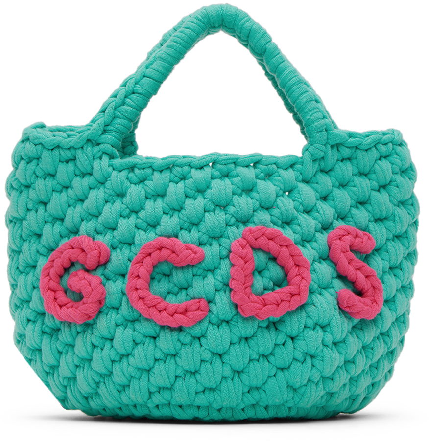 Gcds Mini Crochet Logo-detail Bucket Bag In Pink