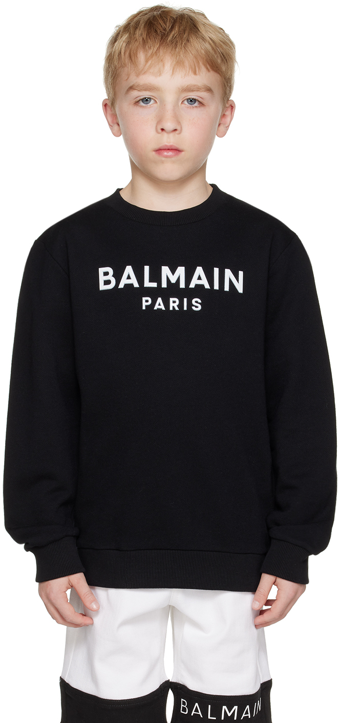 Balmain Kids Black Bonded Sweatshirt In 930ne