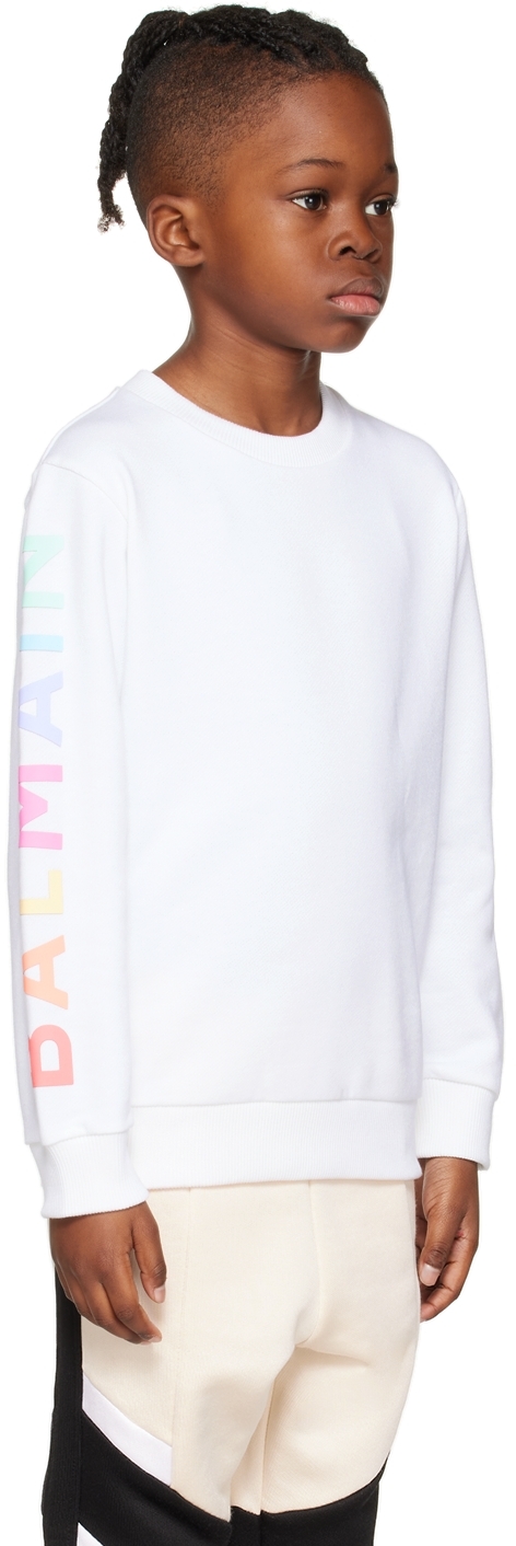Balmain Kids White Bonded Sweatshirt In 100 White