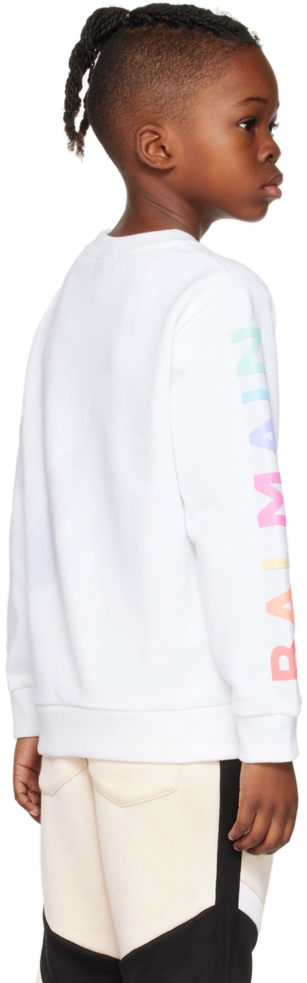 Balmain Kids White Bonded Sweatshirt In 100 White