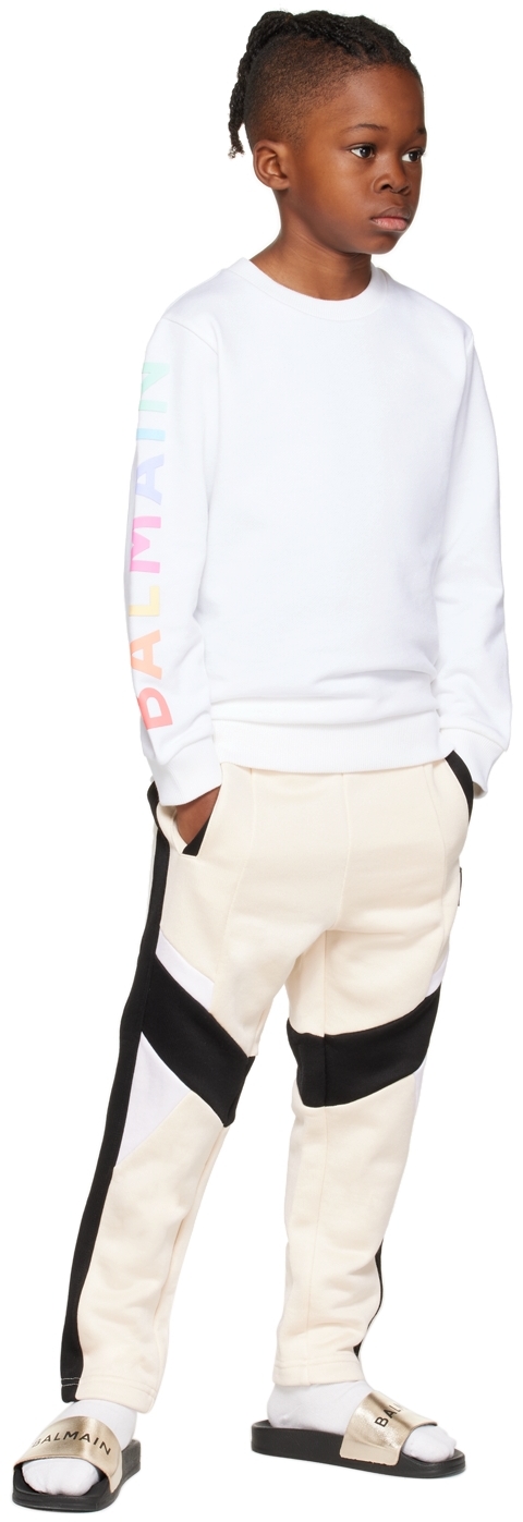 Balmain Kids White Bonded Sweatshirt In 100 White