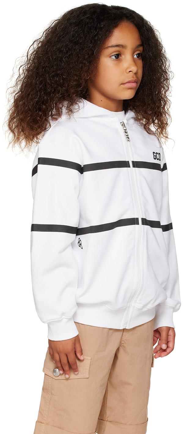 GCDS KIDS WHITE ZIP HOODIE 