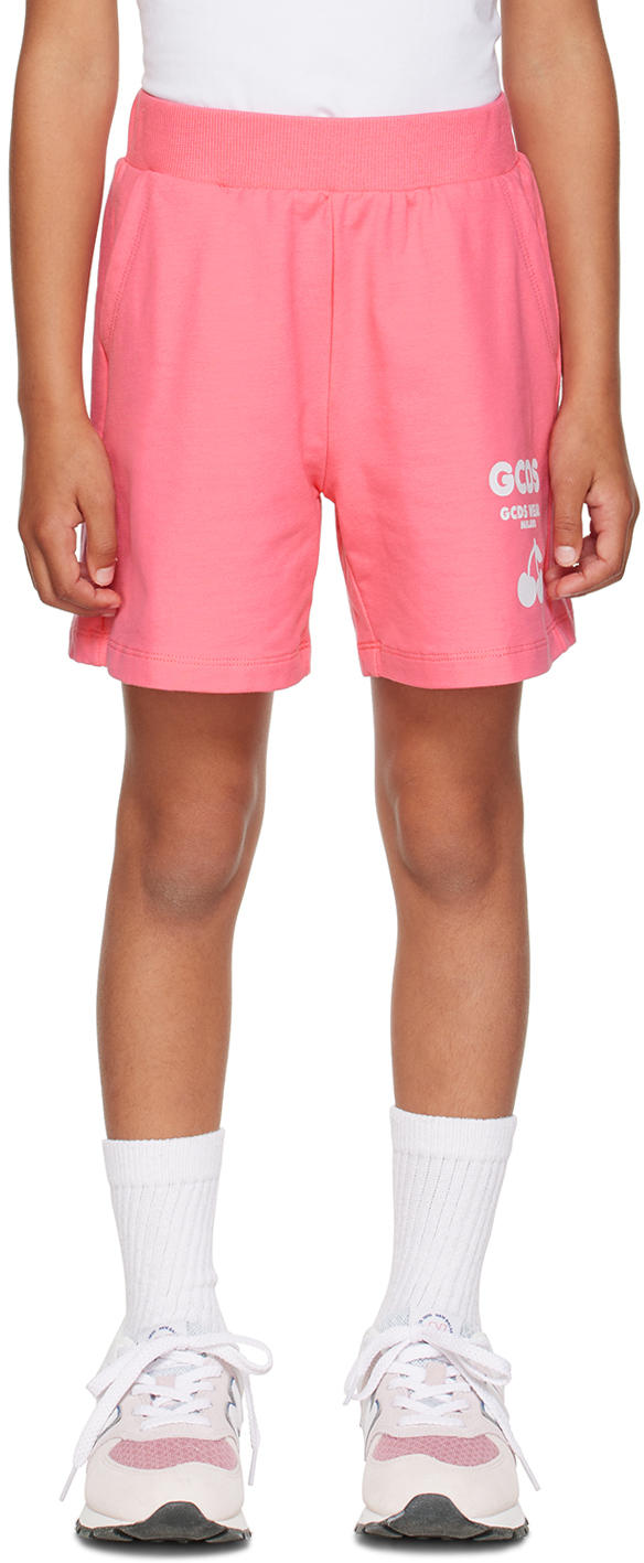 Gcds Kids Pink Printed Shorts In 51452 Pink Lemonade