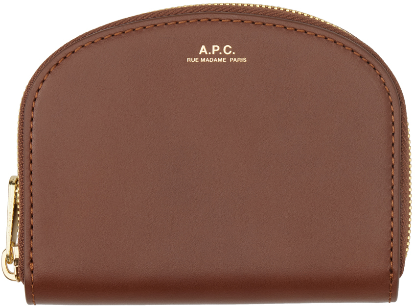 Apc Brown Demi-lune Compact Wallet In Cad Noisette