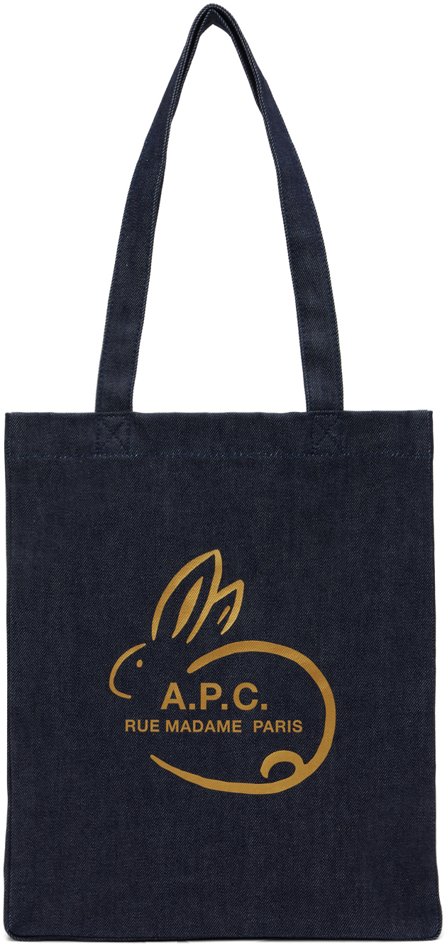 A.p.c. Logo Printed Tote Bag In Blue