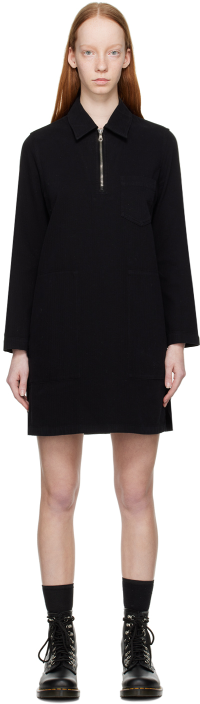 A.p.c. Lauren Front Zip Mini Dress In Black