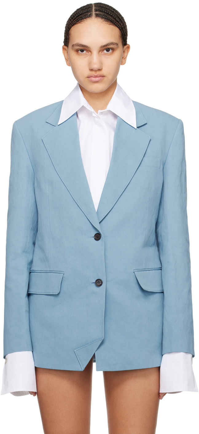 Pushbutton Pink Two-button Blazer In Blue
