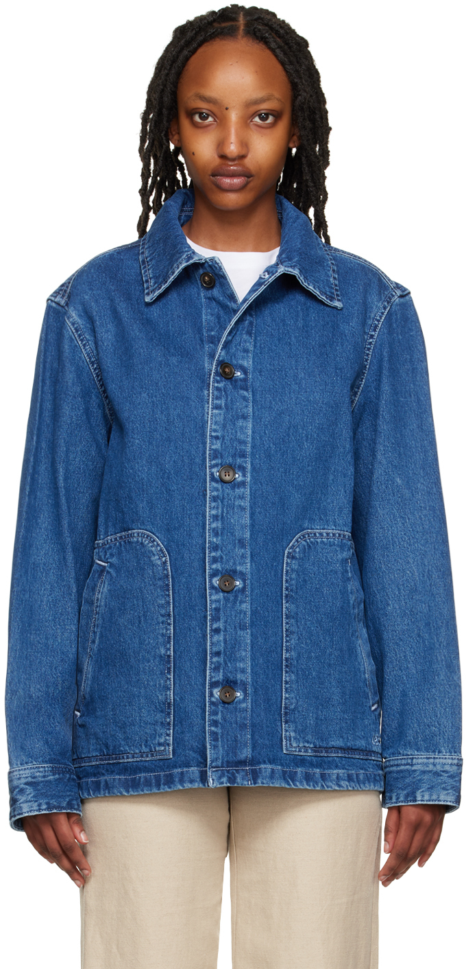 Shop Apc Blue Antonio Denim Jacket In Ial Washed Indigo