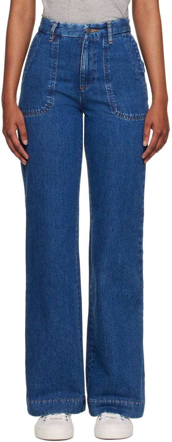 Shop Apc Indigo Seaside Jeans In Ial Washed Indigo