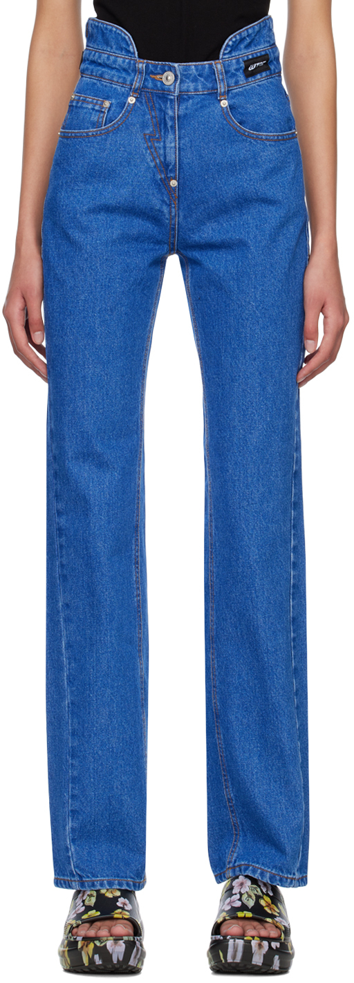 Blue Bustier Jeans by on Pushbutton Sale