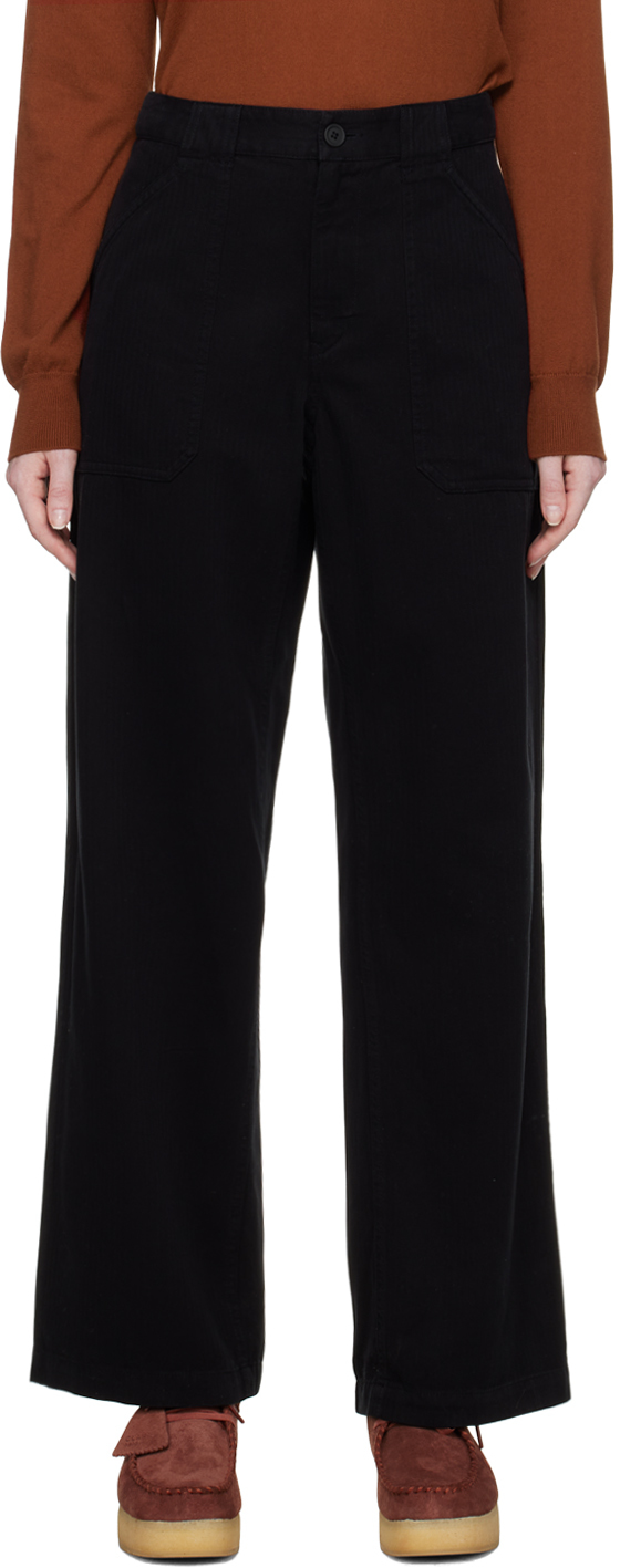 Shop Apc Black Sidney Trousers In Lzz Black