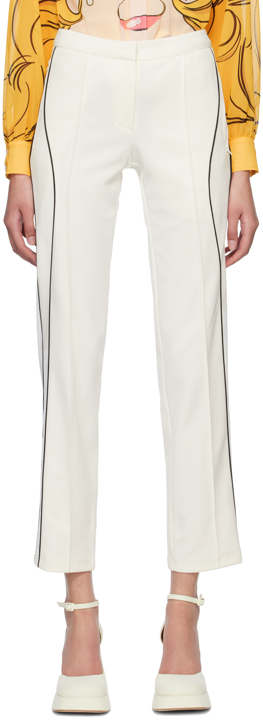 Pushbutton Off-white Piped Trousers In Ivory