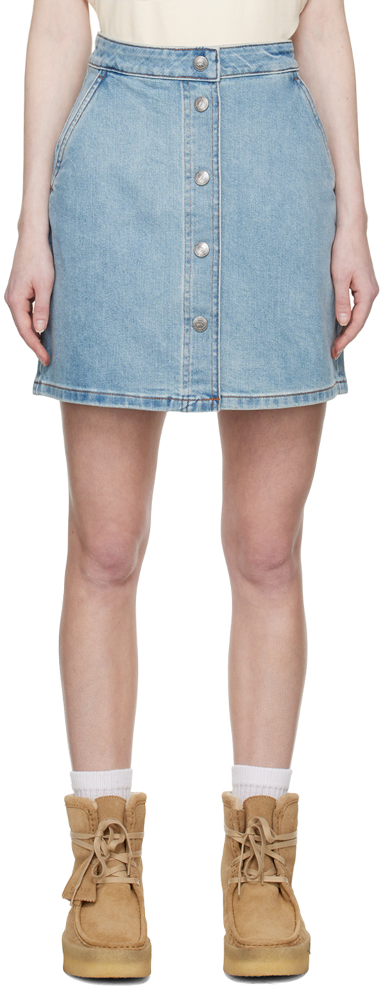 A.p.c. Paula Denim Miniskirt In Iab_light_blue