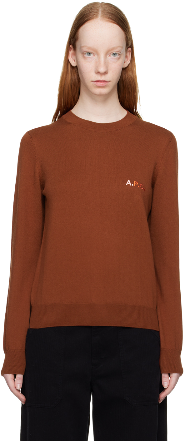A.P.C.: Brown Crewneck Sweater | SSENSE