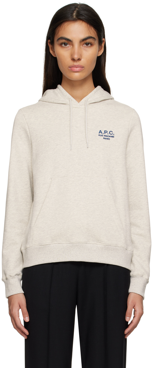 Apc Hoodie Manuela Blanc Casse In Paa Heathered Ecru