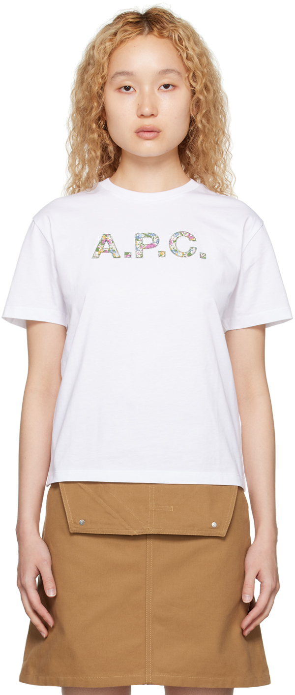Apc Floral F T-shirt In Blanc