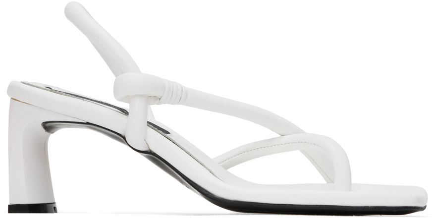 White Mismatched Heeled Sandals