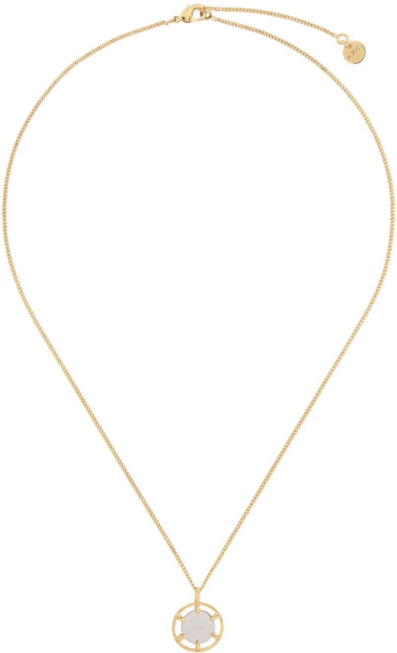 Apc Gold Eloi Double-medallion Necklace In Sab Bicolor