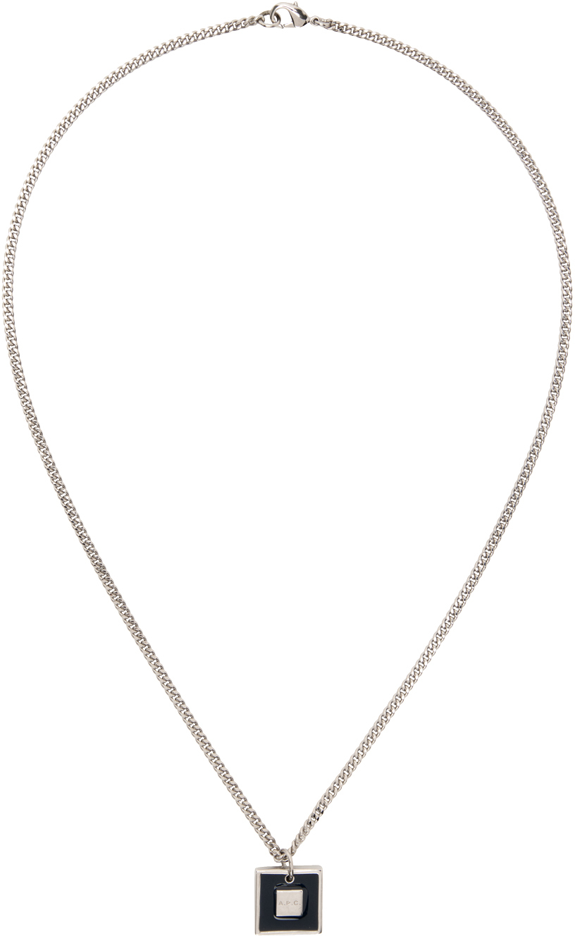 A.P.C.: Silver 'A' Plaque Necklace | SSENSE