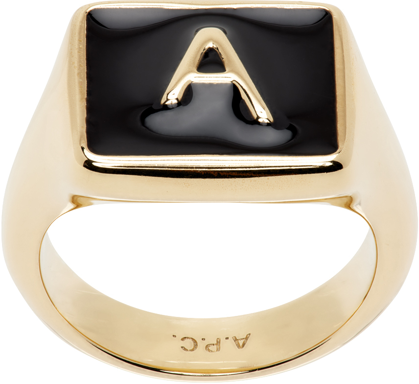 A.P.C. Gold 'A' Signet Ring