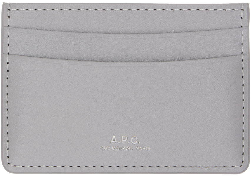 Gray André Card Holder by A.P.C. on Sale