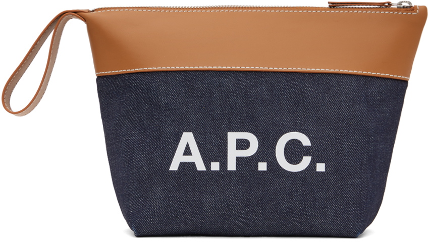 Apc Blue & Tan Axelle Pouch In Caf Caramel