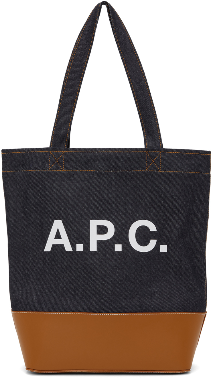 A.P.C. Indigo Tan Axel Tote SSENSE Canada