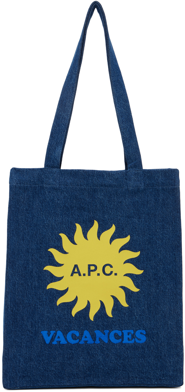 Apc Lou Vacances Denim Tote Bag In Blue