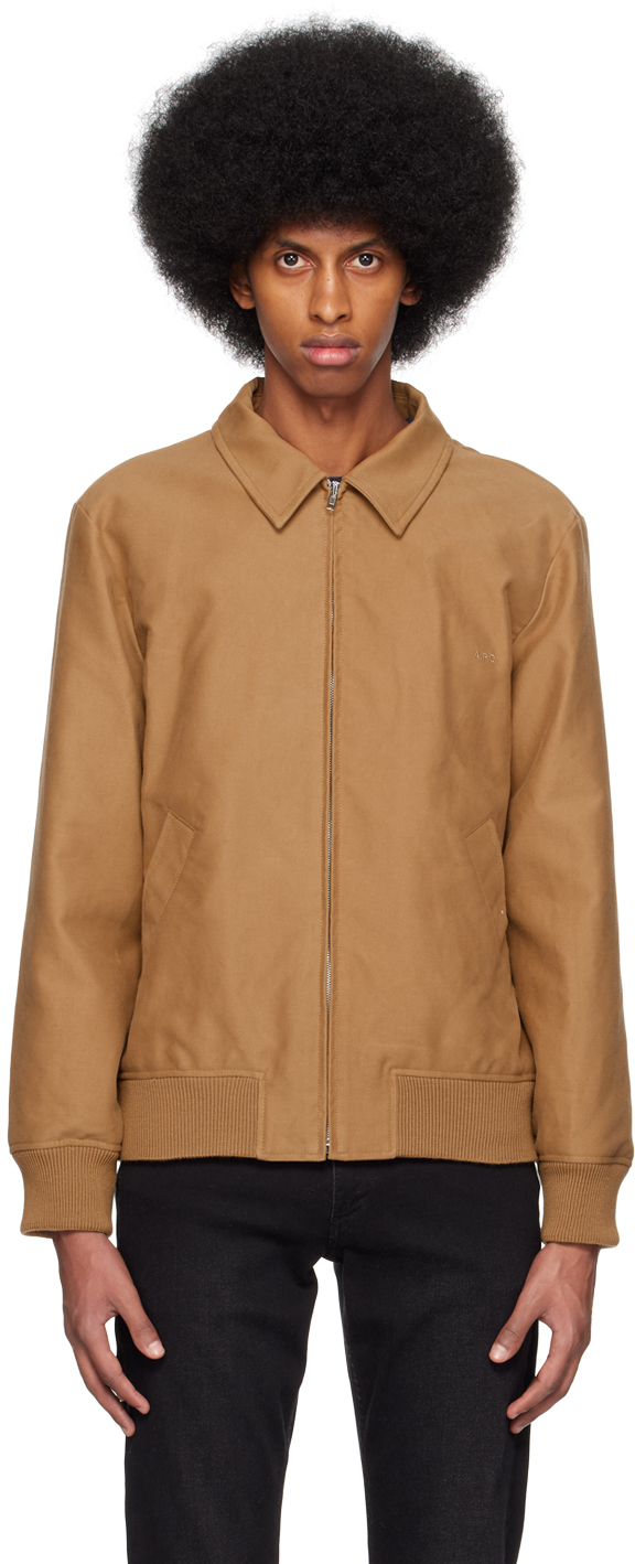 A.p.c. Giles Cotton Bomber Jacket In Brown