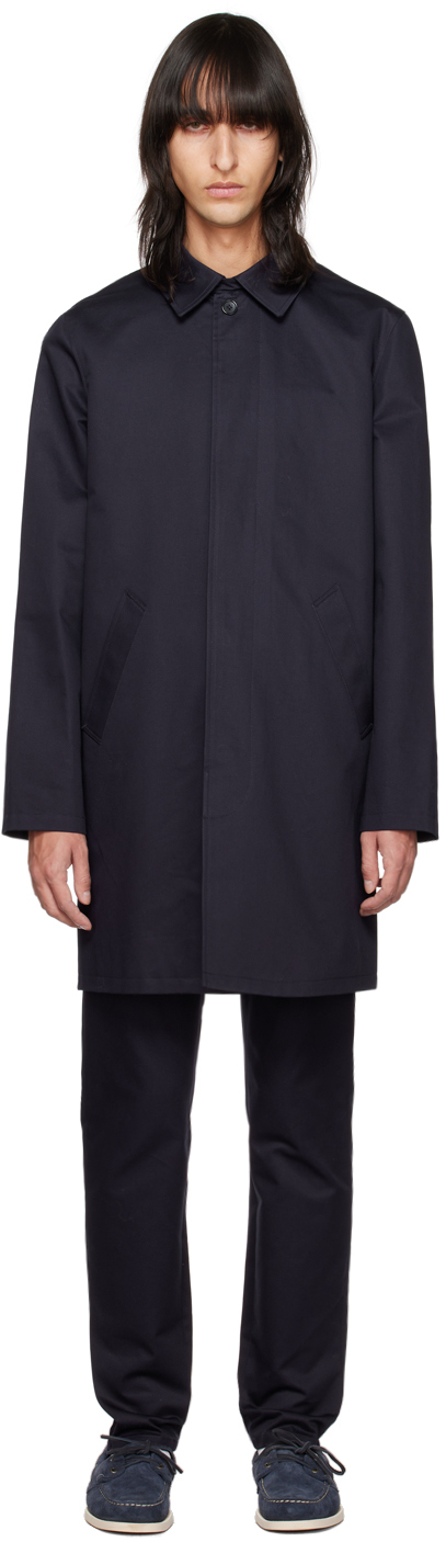 A.P.C.: Navy Urban Mac Coat | SSENSE