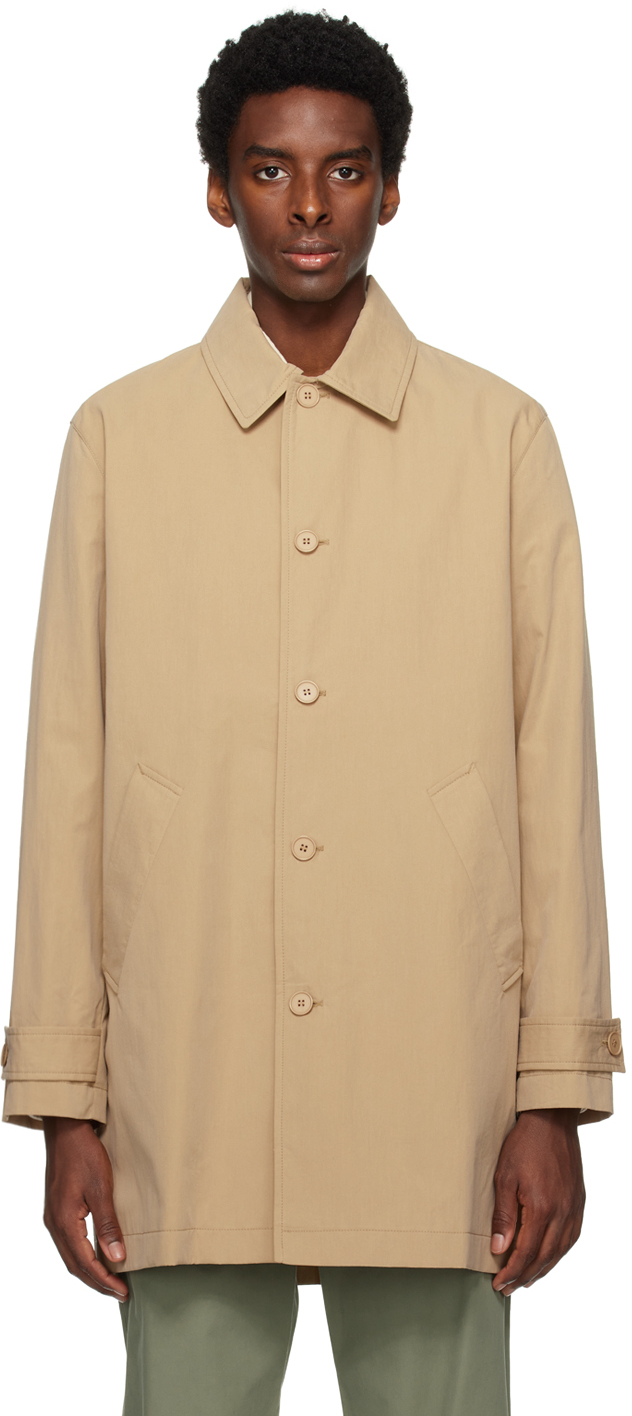 Apc Victor Cotton-blend Mac Overcoat In Bac Dark Beige