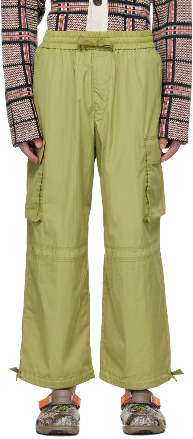 A Personal Note 73 Khaki Paneled Cargo Pants In 314 Green