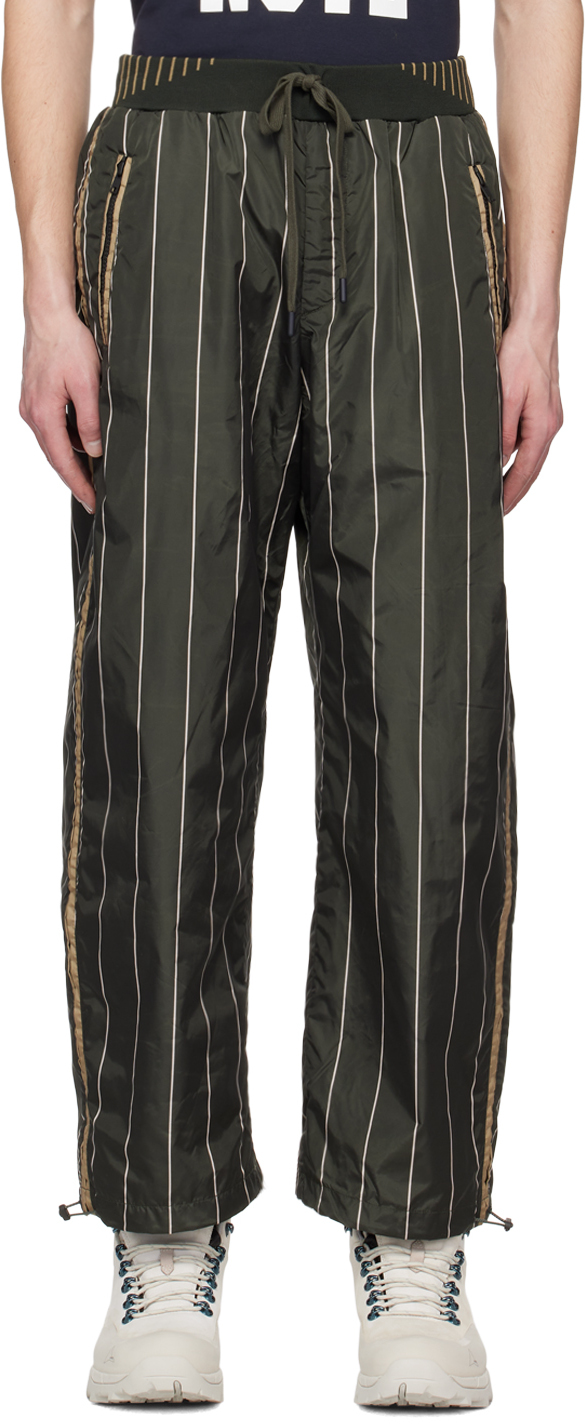 A Personal Note 73 Khaki Striped Lounge Pants In 344 Green