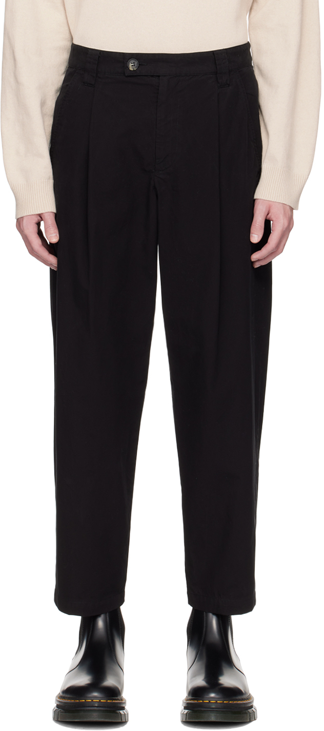 Apc Cotton Pleated Front Pant With Belt Loops In Lzz Black