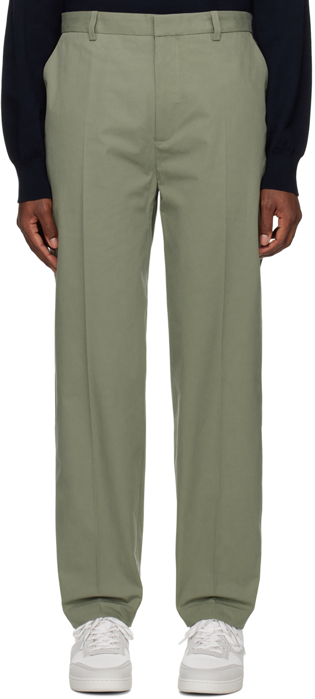 Apc Khaki Massimo Trousers In Kae Gray Green