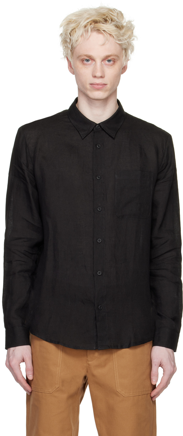 Apc Classic-shirt Linen Shirt In Lzz Black