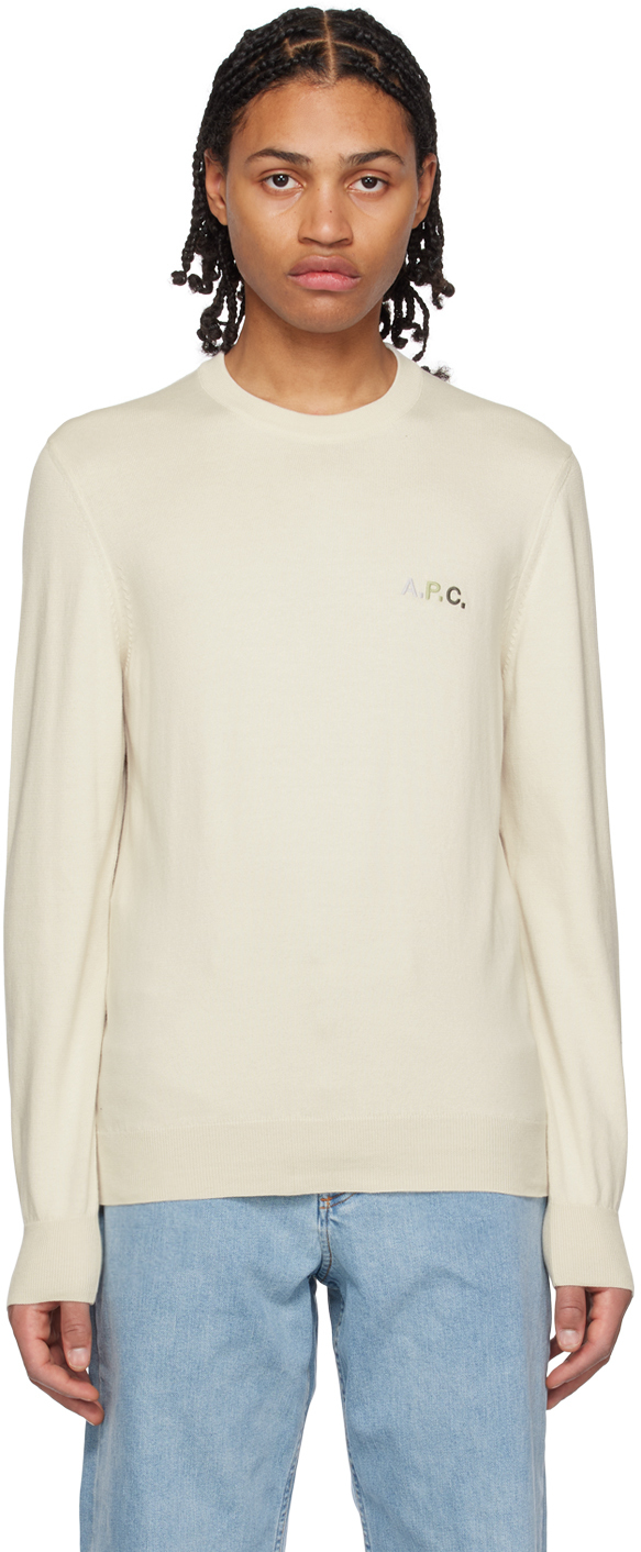 Apc Off-white Sylvain Sweater In Blanc Casse/vert