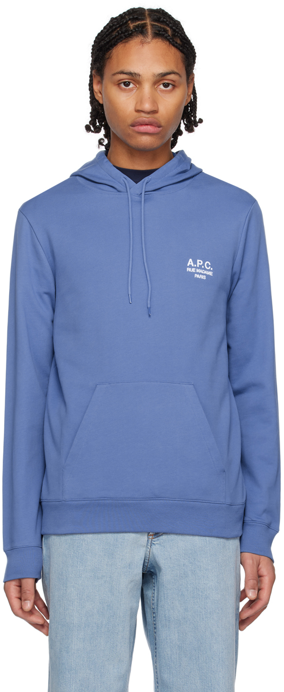 Shop Apc Blue Marvin Hoodie In Iah Dark Blue