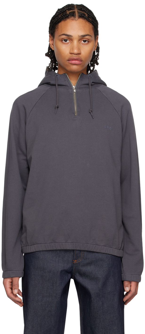 Apc Gray Ethan Hoodie In Lad Anthracite