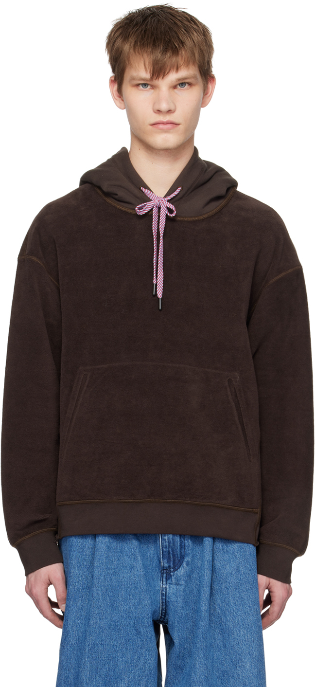 A Personal Note 73 Brown Overlock Stitch Hoodie In 201 Brown