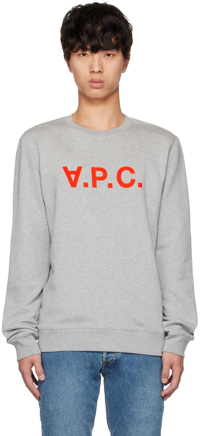 Shop Apc Gray Vpc Sweatshirt In Gris Chine/vermil