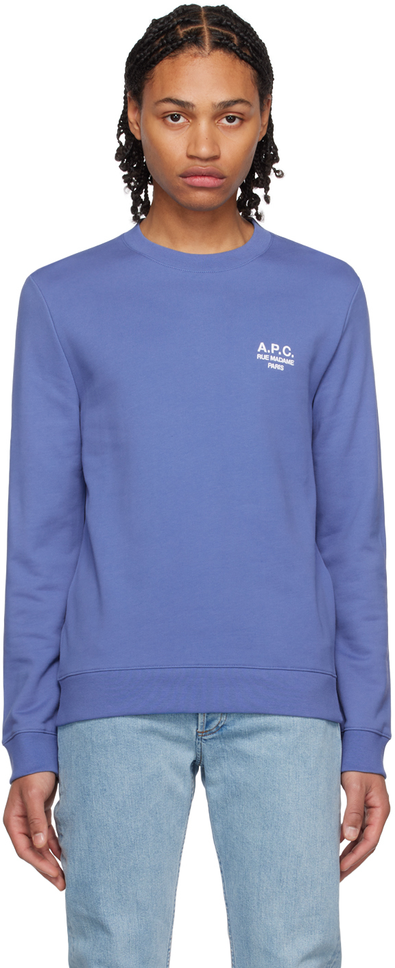 Apc Rider Logo-embroidered Cotton Sweatshirt In Iah Dark Blue