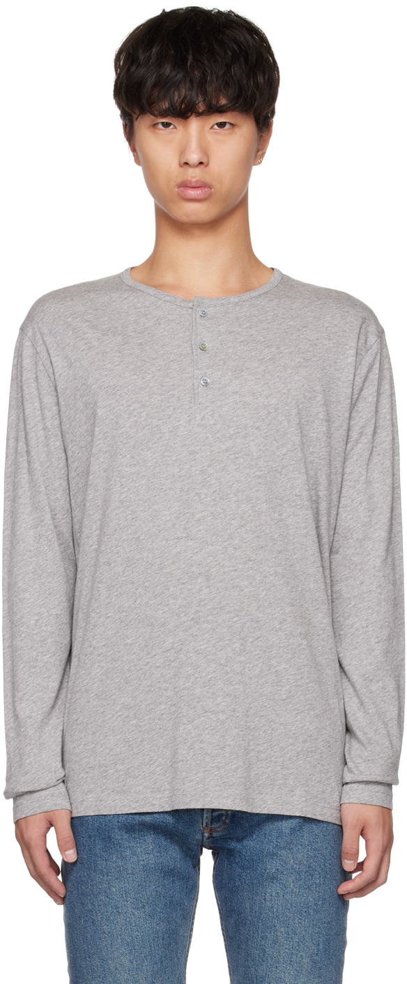 Apc Gray River Henley In Pla Heathered Grey