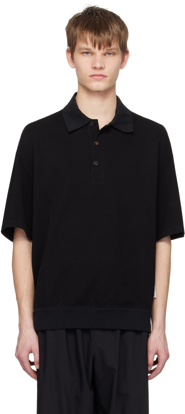 A Personal Note 73 Black Buttoned Polo In 001 Black