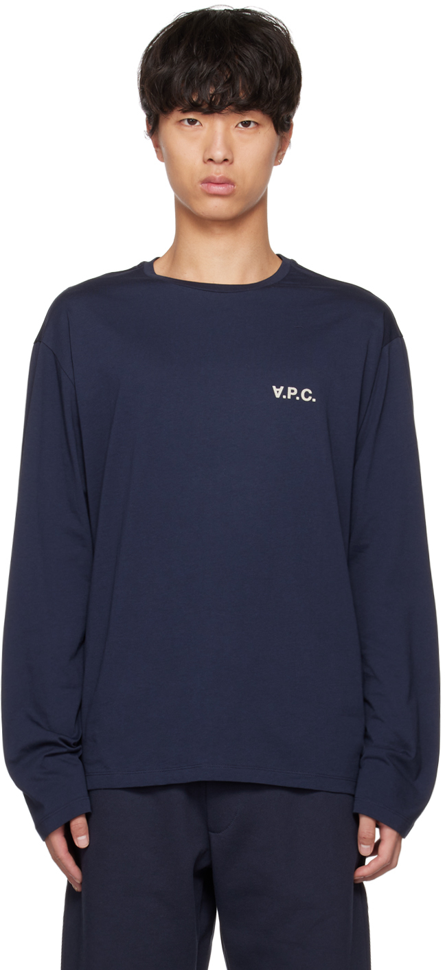 A. P.C. Navy Frankie Long Sleeve T-Shirt