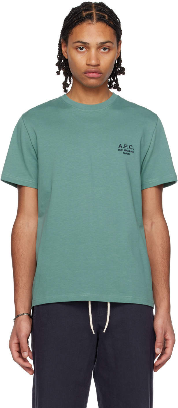 A.p.c. 'new Raymond' Logo Embroidered T-shirt In Green