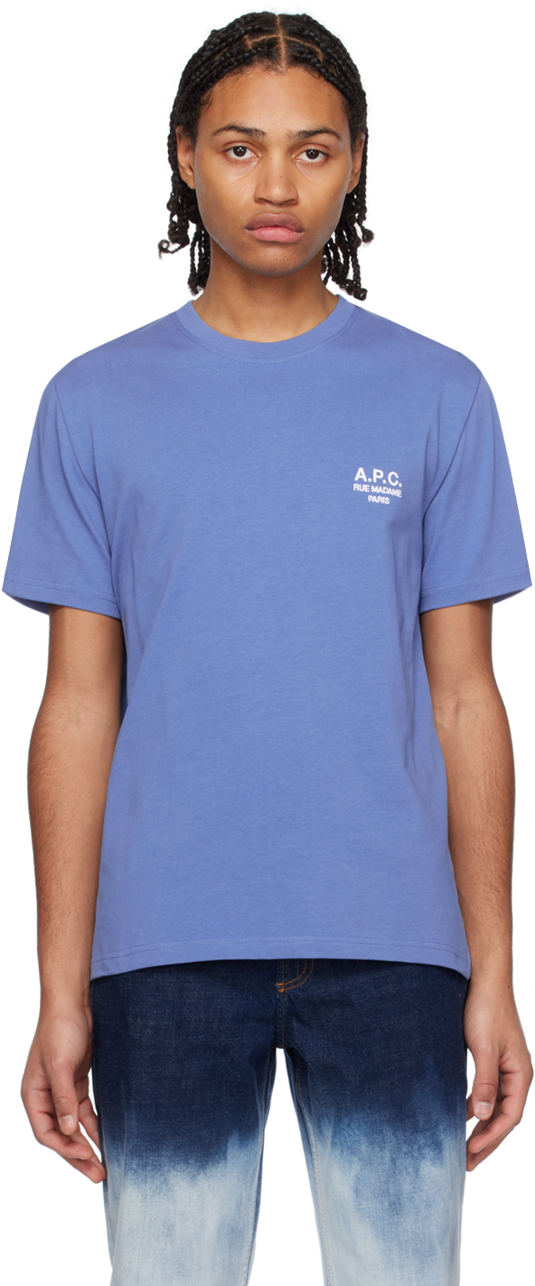 A.p.c. Raymond Logo-embroidered Cotton-jersey T-shirt In Blue