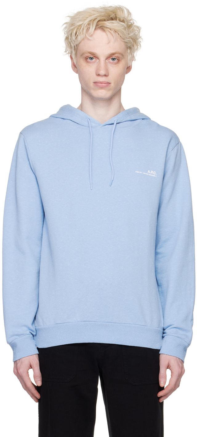A.p.c. Long Sleeve Pullover Hoodie In Blue